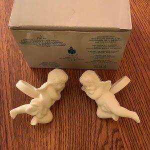 New Partylite Cherub Candle Followers, bisque.
